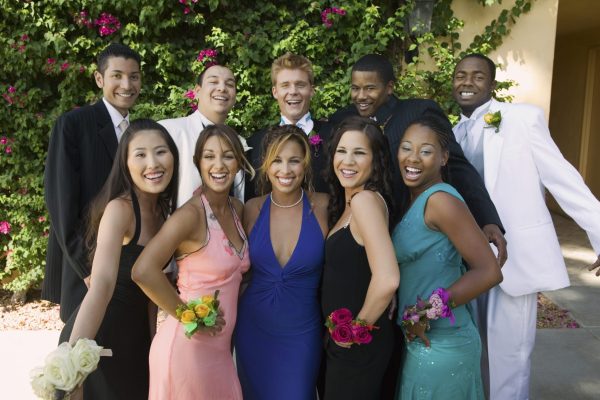 Smiling Teenagers Dressed for School Dance